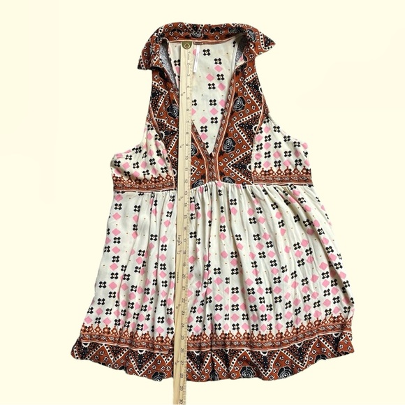 Free People Charlotte Tunic Tank Blouse Size Small Boho Racerback Collar V-Neck - Picture 5 of 13